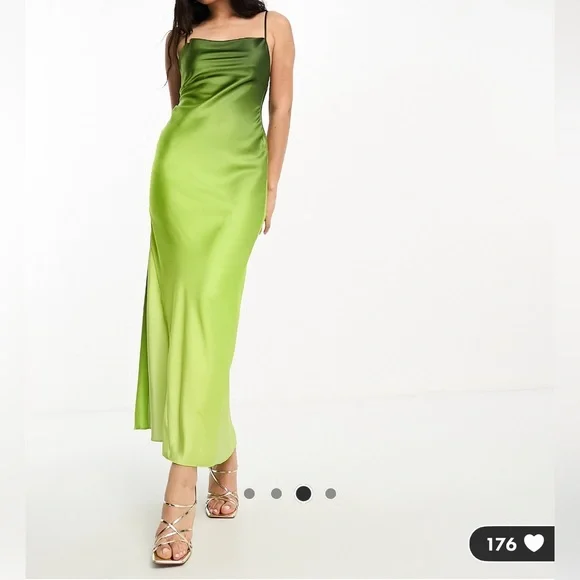 slim fit dress slacks Rent Asos Edition Embellished Drape Side Cami Maxi Dress In Sage Green main image 1